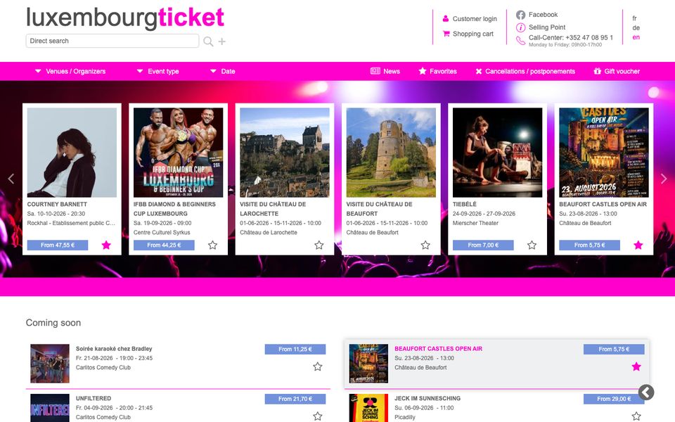 Luxembourg Ticket pricing page